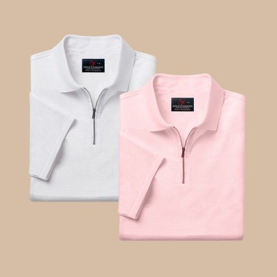 Men's Zipper Polo Shirt (2 Piece Combo)