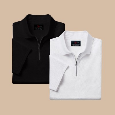 Men's Zipper Polo Shirt (2 Piece Combo)