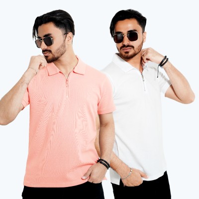 Men's Zipper Polo Shirt (2 Piece Combo)