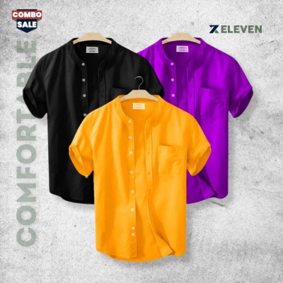 Men's Half Sleeve Ban Collar Shirt (Combo)