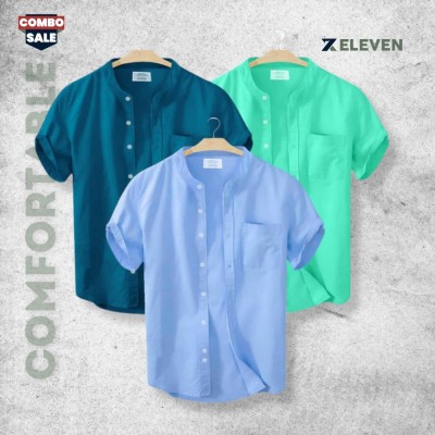 Men's Half Sleeve Ban Collar Shirt (Combo)