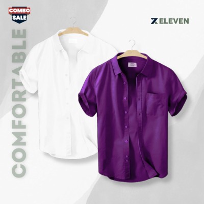 Men's Half Sleeve Solid Colour Shirt (Combo)