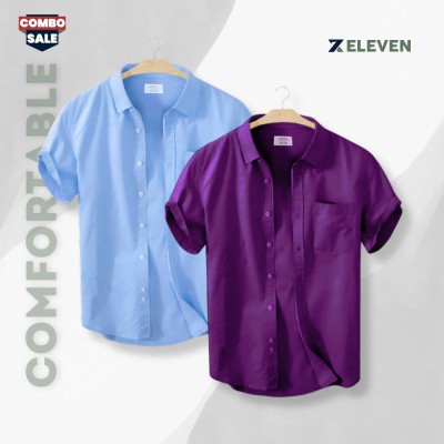 Men's Half Sleeve Solid Colour Shirt (Combo)