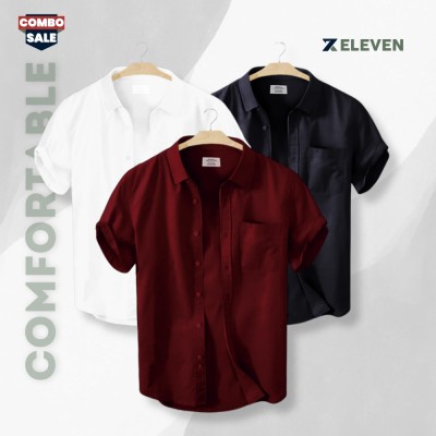 Men's Half Sleeve Solid Colour Shirt (Combo)