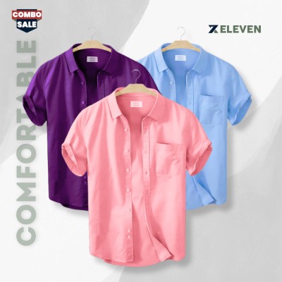 Men's Half Sleeve Solid Colour Shirt (Combo)