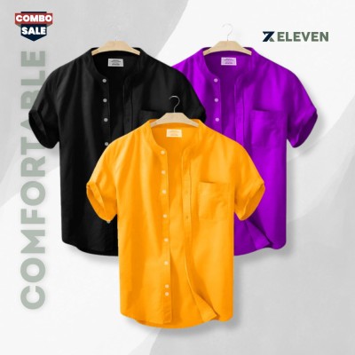 Men's Half Sleeve Ban Collar Shirt (Combo)