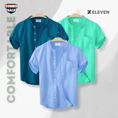 Men's Half Sleeve Ban Collar Shirt (Combo)